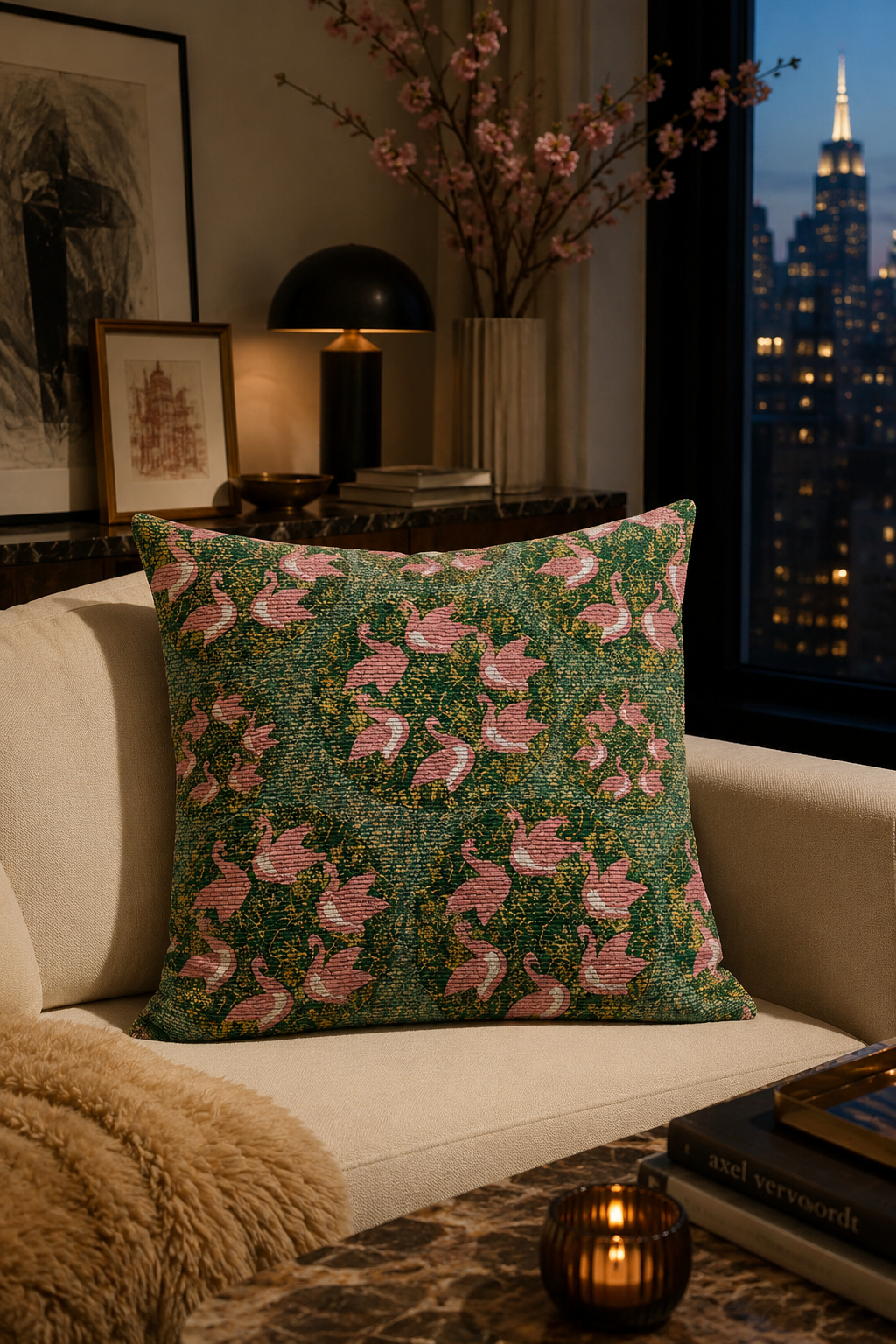 Woven 17"X 18" Deep Green Decorative Throw Pillow