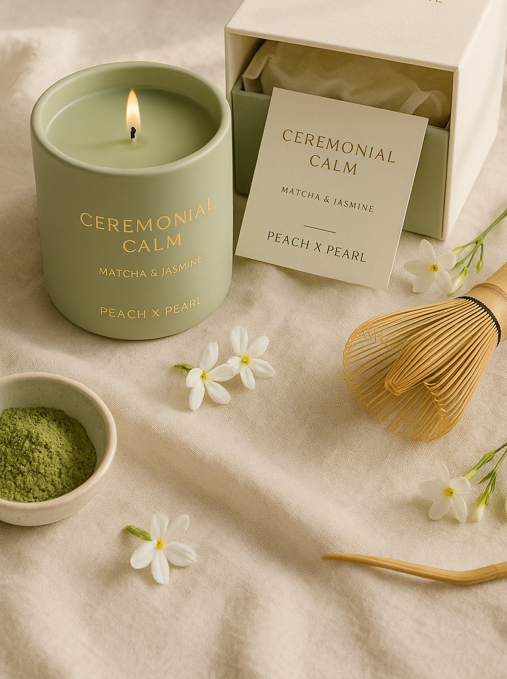 PREORDER – Ceremonial Calm: Matcha & Jasmine Candle, 12 Oz
