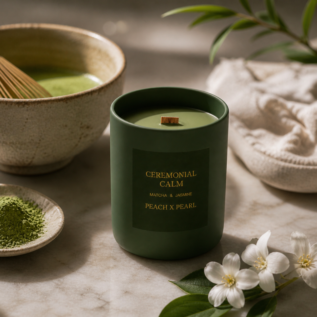 Ceremonial Calm: Matcha & Jasmine Candle, 12 Oz