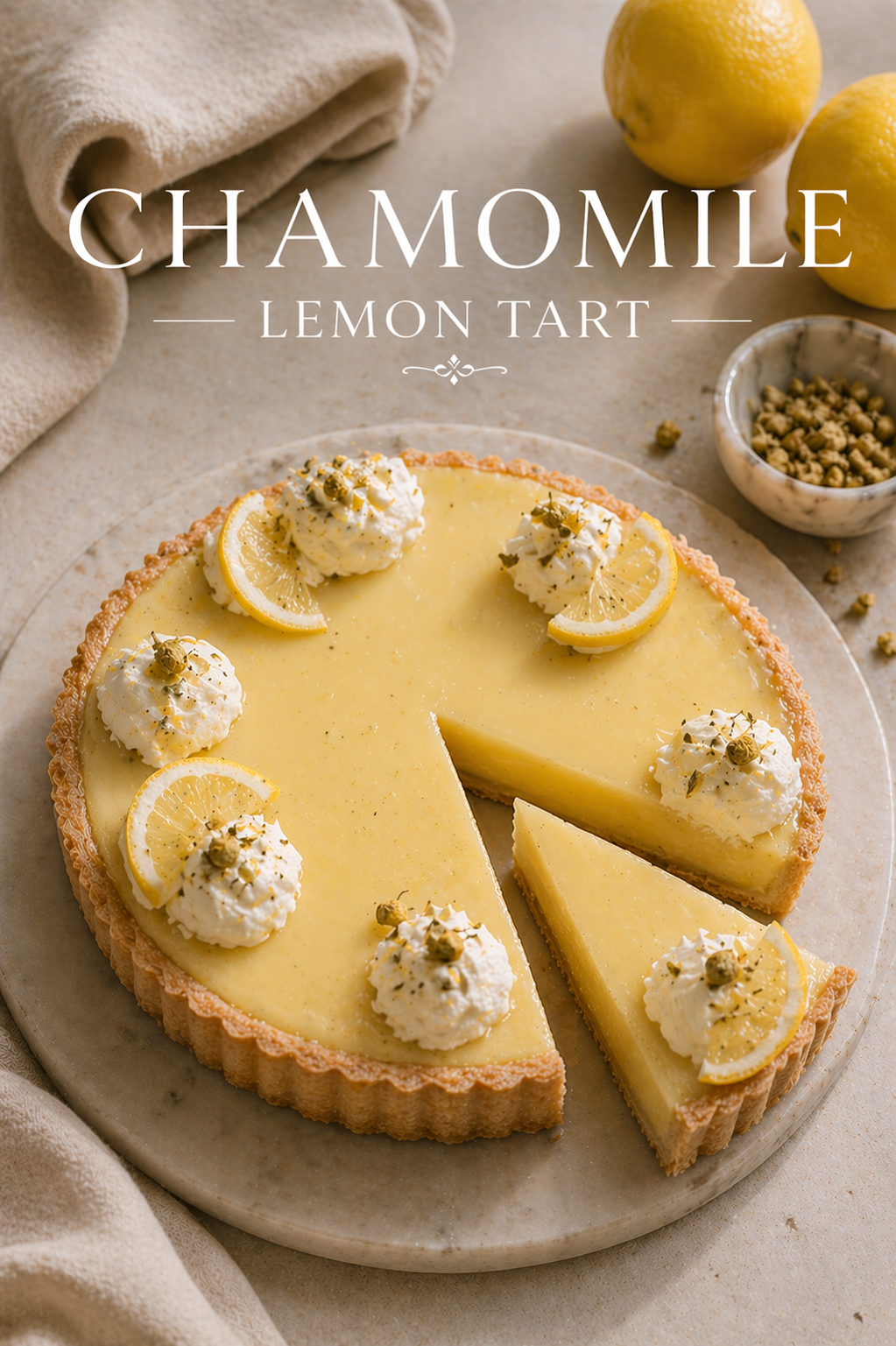 Chamomile Lemon Tart: A Refined Dessert for Elegant Hosting