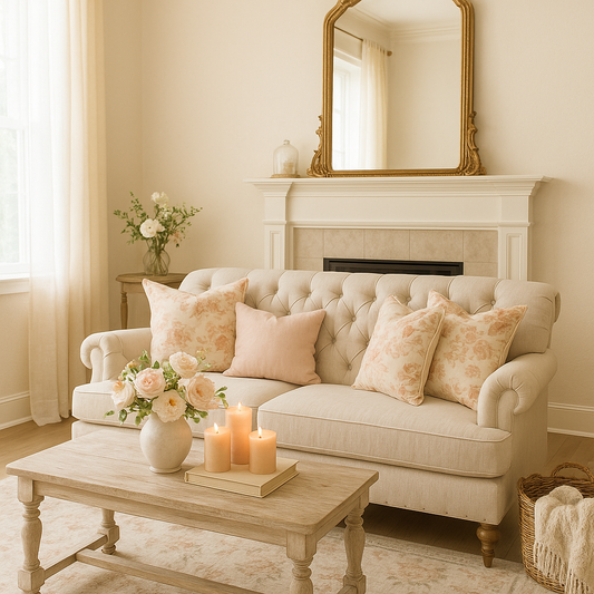 A French Country Room with a Peach X Pearl Twist