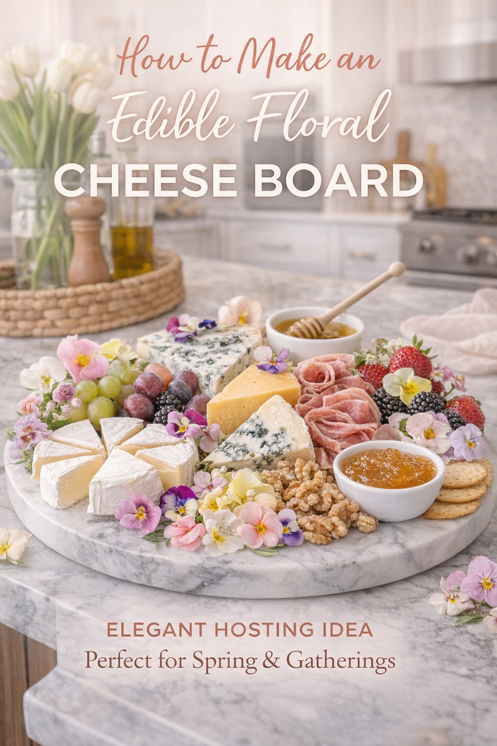 How to Make an Edible Floral Cheese Board (Elegant Hosting Idea for Spring &amp; Gatherings)
