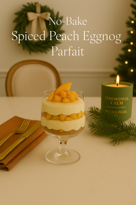 No-Bake Spiced Peach Eggnog Parfait — A Quiet-Luxury Holiday Dessert