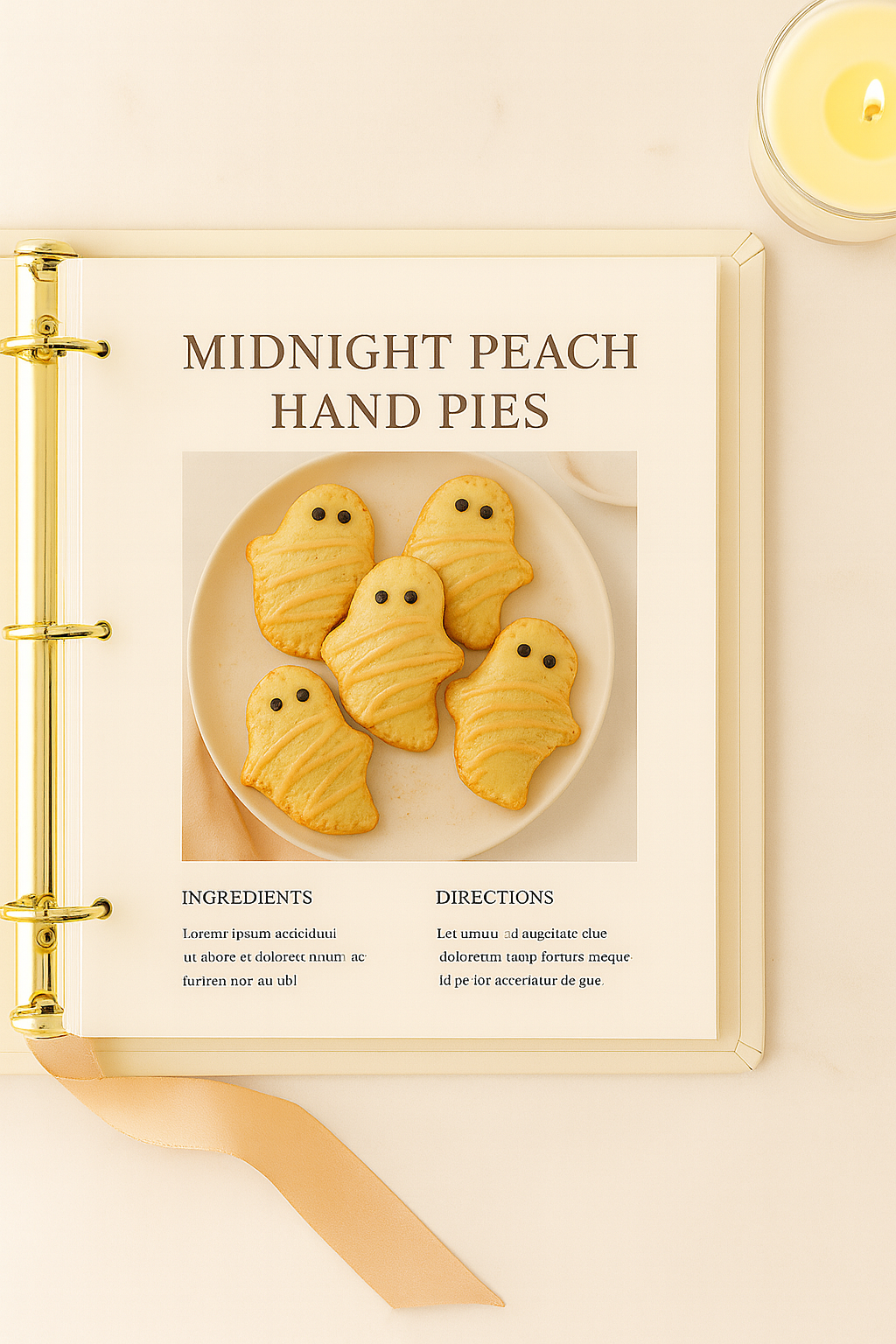 Midnight Peach Hand Pies — Halloween Printable Recipe Card (Ghost Edition)