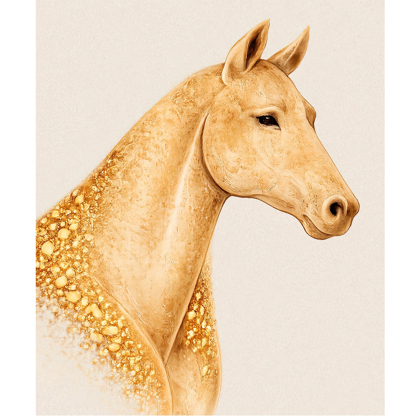 Equine Portrait Fine Art Print with Gold Leaf – Archival Cotton Rag (30 x 40 in)