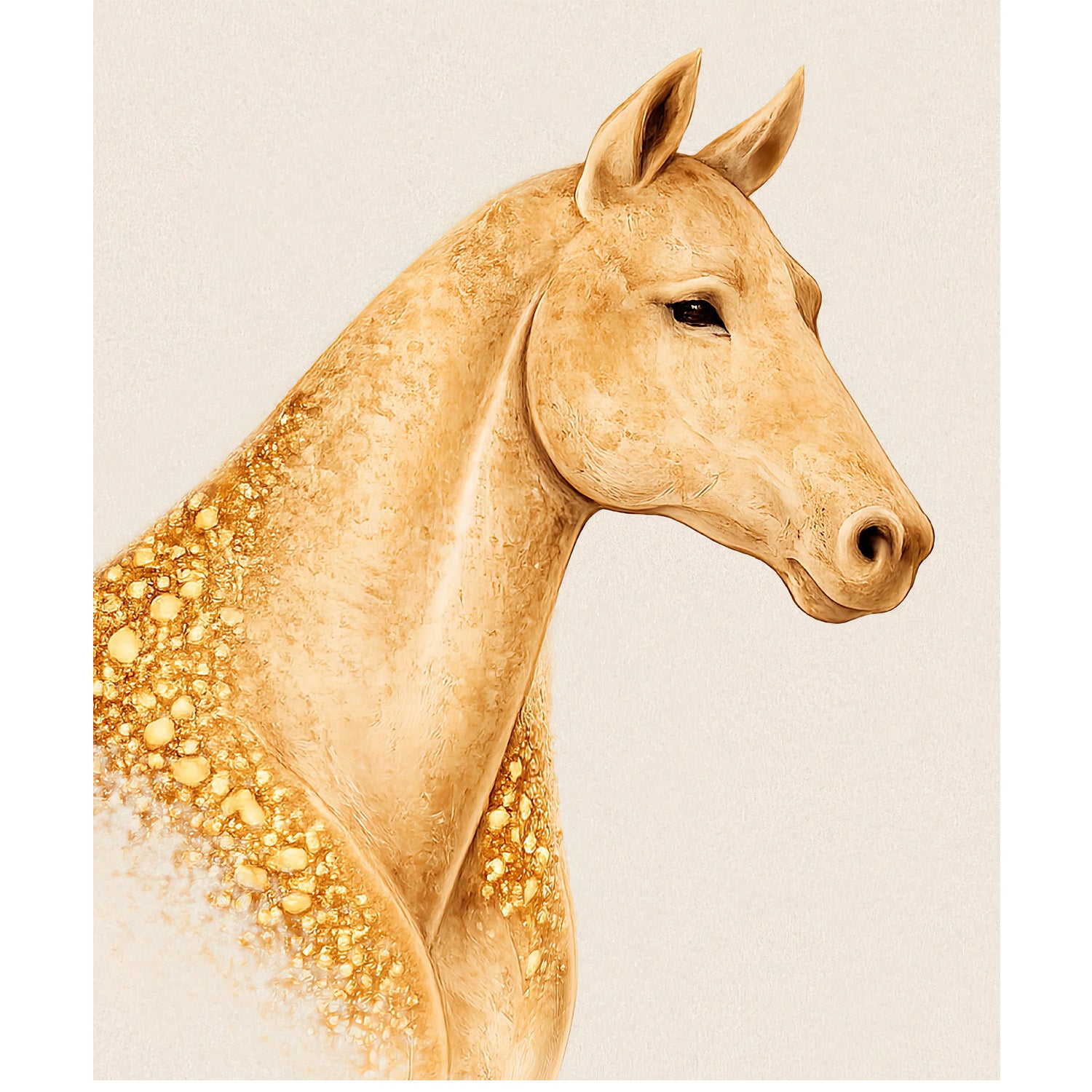 Equine Portrait Fine Art Print Gold Leaf – Archival Cotton Rag