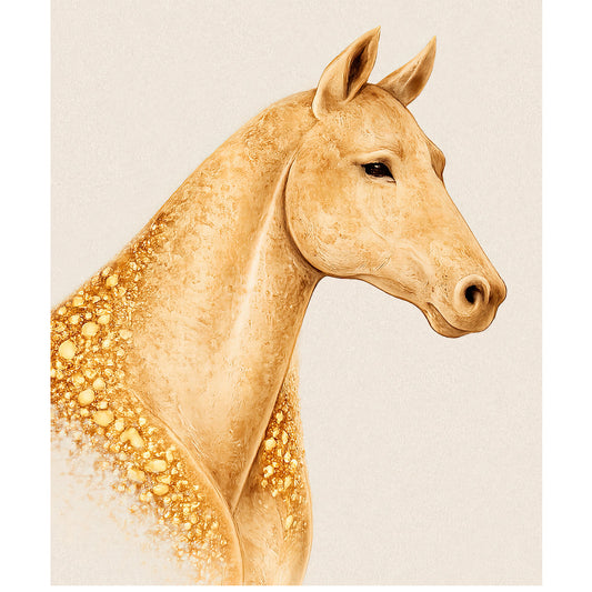 Equine Portrait Fine Art Print with Gold Leaf – Archival Cotton Rag (30 x 40 in)
