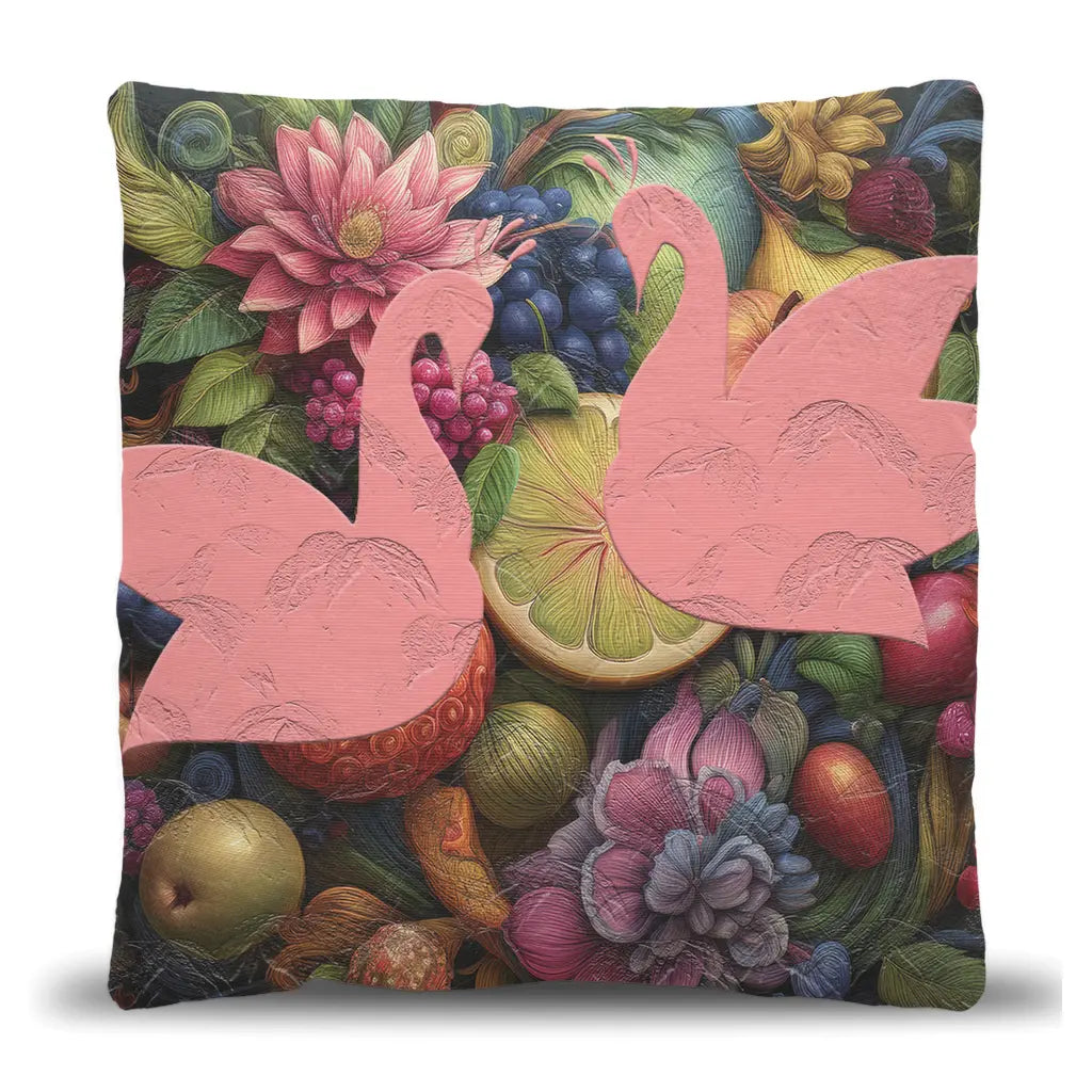 Soft Fruit and Floral Decorative Throw Pillow for Couch, 17" X 18" - Peach X Pearl Co.
