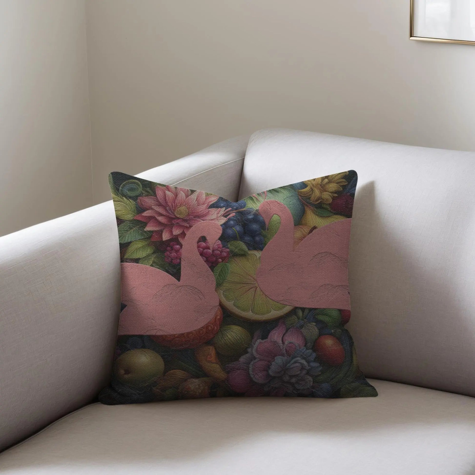 Soft Fruit and Floral Decorative Throw Pillow for Couch, 17" X 18" - Peach X Pearl Co.
