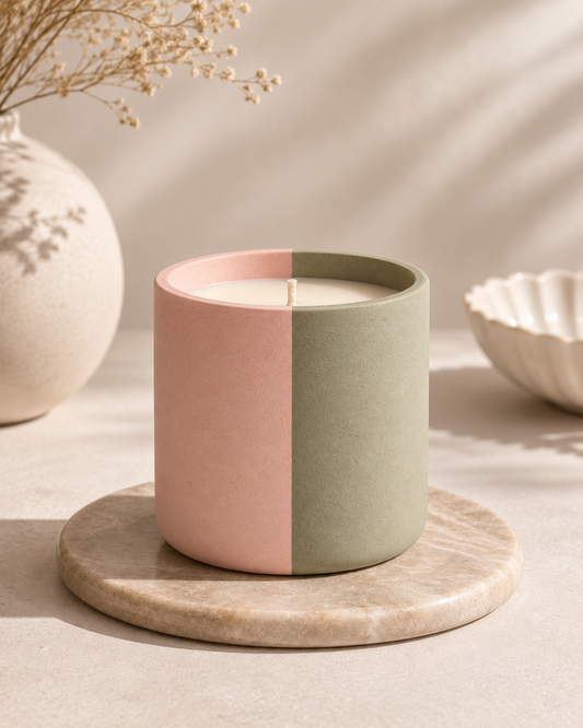 Peach X Pearl Two-Tone Stone Candle