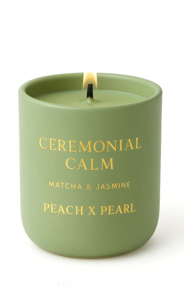 Holiday Gift Set: Ceremonial Calm Candle, 12 oz + Peach X Pearl Recipe Book