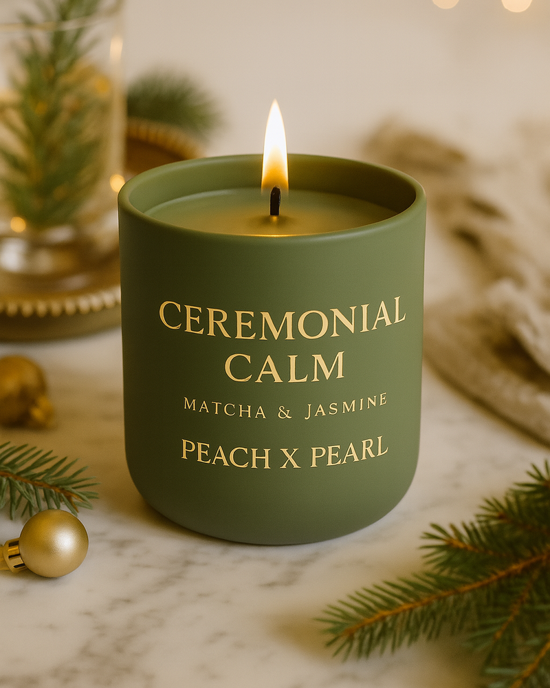 Matcha & Jasmine Christmas Candle – Elegant Holiday Gift