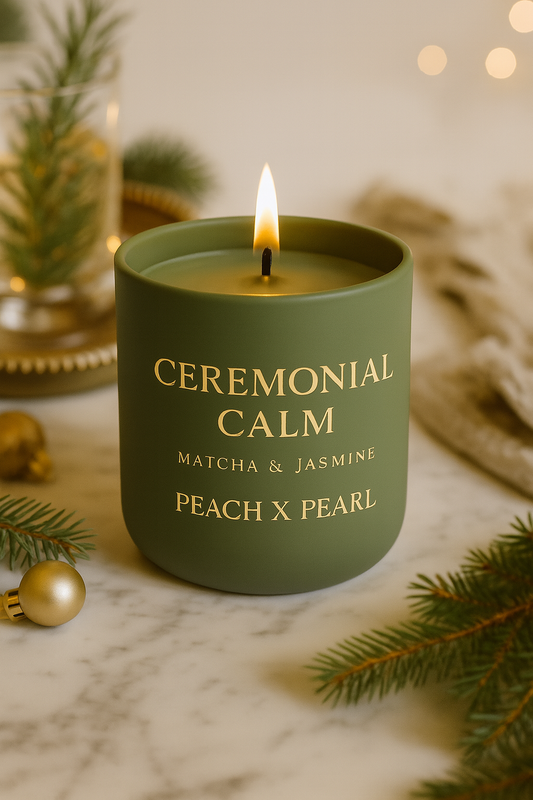 Matcha & Jasmine Christmas Candle – Elegant Holiday Gift