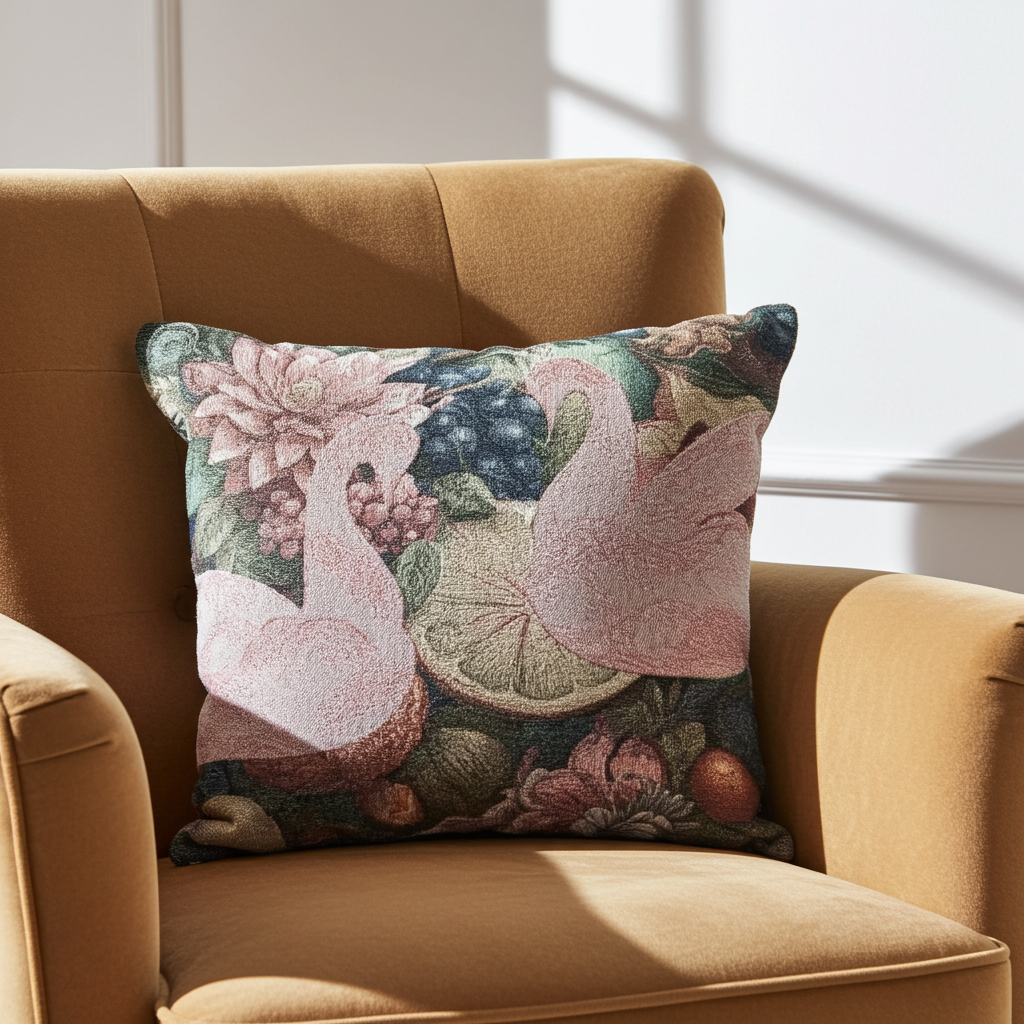 Soft Fruit and Floral Decorative Throw Pillow for Couch, 17" X 18"