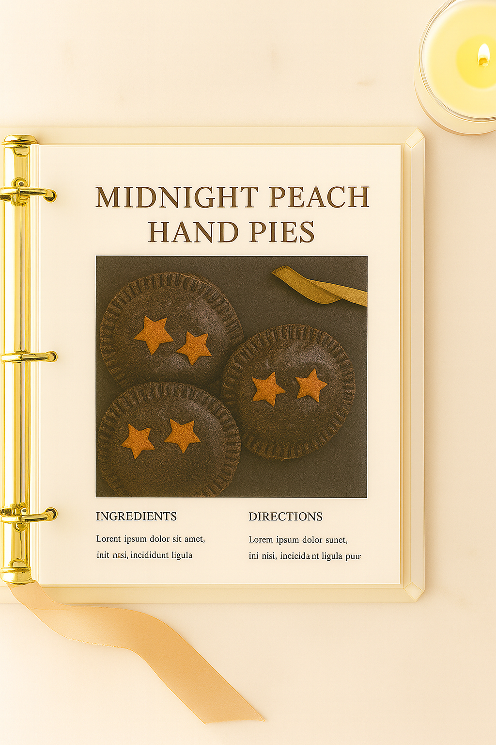 Midnight Peach Hand Pies — Printable Recipe Card (Stars Edition)