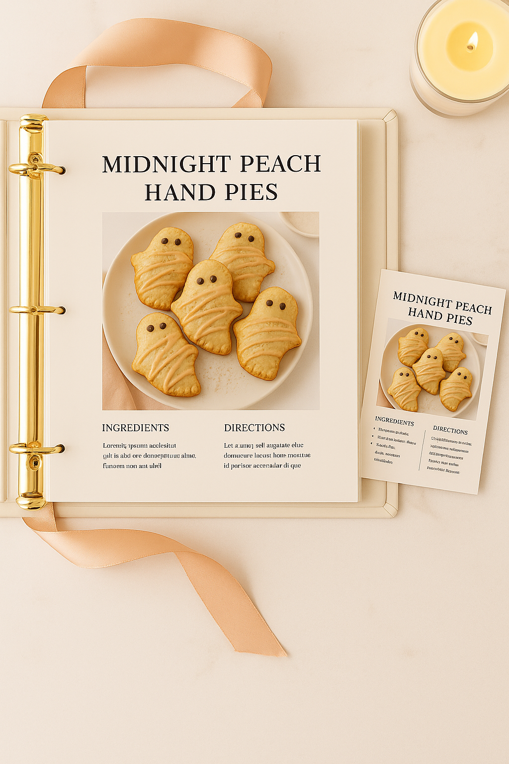 Midnight Peach Hand Pies — Halloween Printable Recipe Card (Ghost Edition)