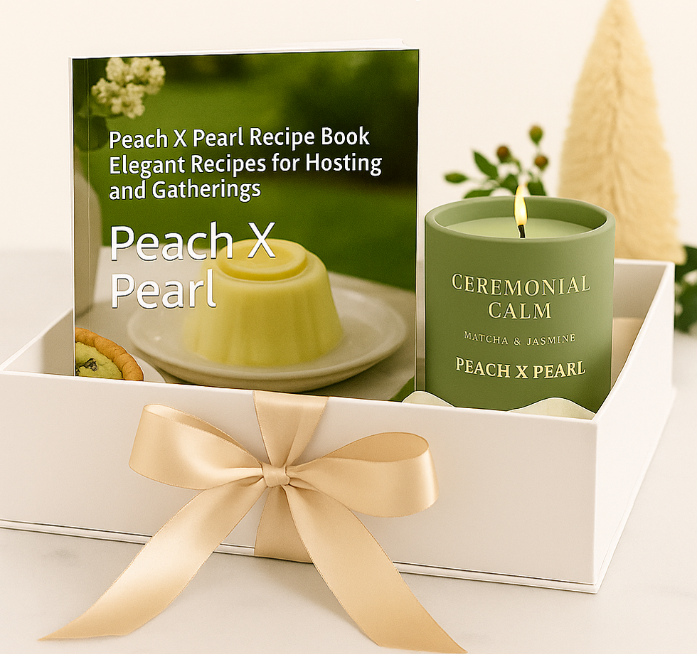 Holiday Gift Set for Her – Scented Candle & Recipe Book by Peach X Pearl