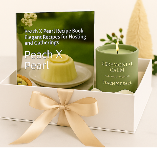 Holiday Gift Set for Her – Scented Candle & Recipe Book by Peach X Pearl