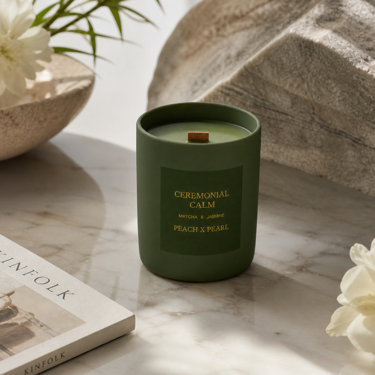 Ceremonial Calm: Matcha & Jasmine Candle, 12 Oz