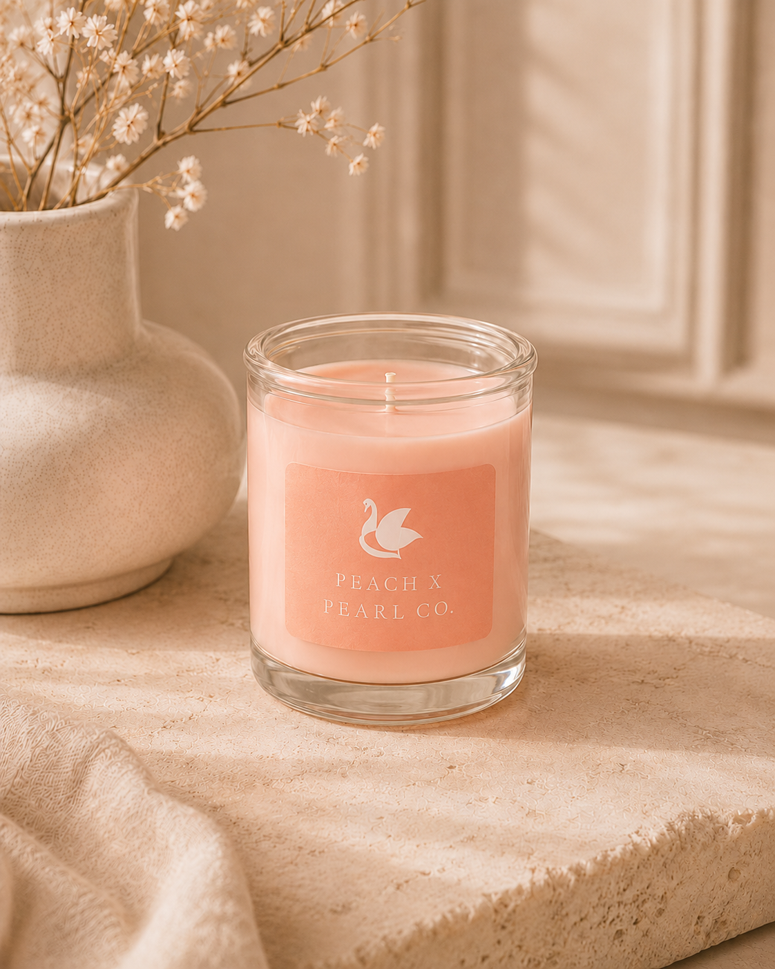 Peach X Pearl Blush Glass Candle, 6 oz
