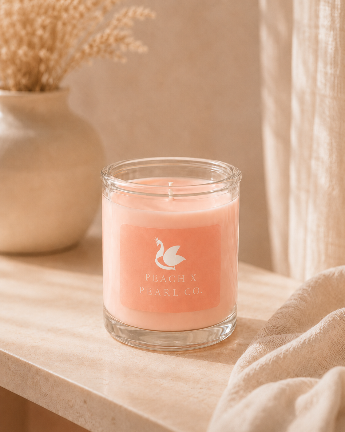 Peach X Pearl Blush Glass Candle, 6 oz