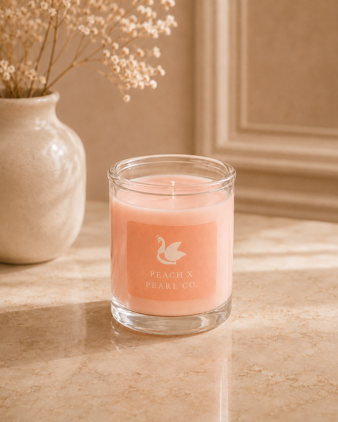 Peach X Pearl Blush Glass Candle, 6 oz