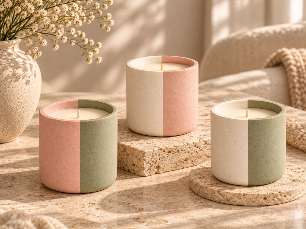 Peach X Pearl Two-Tone Stone Candle