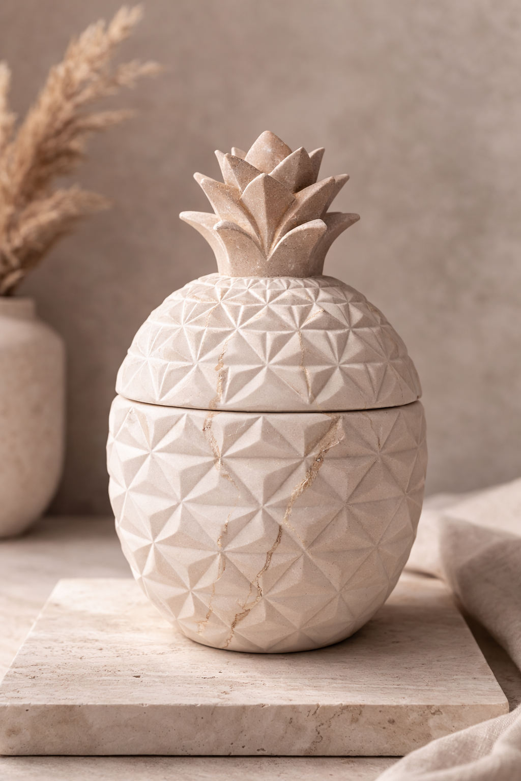 Sculptural Pineapple Candle – Marble Decorative Vessel