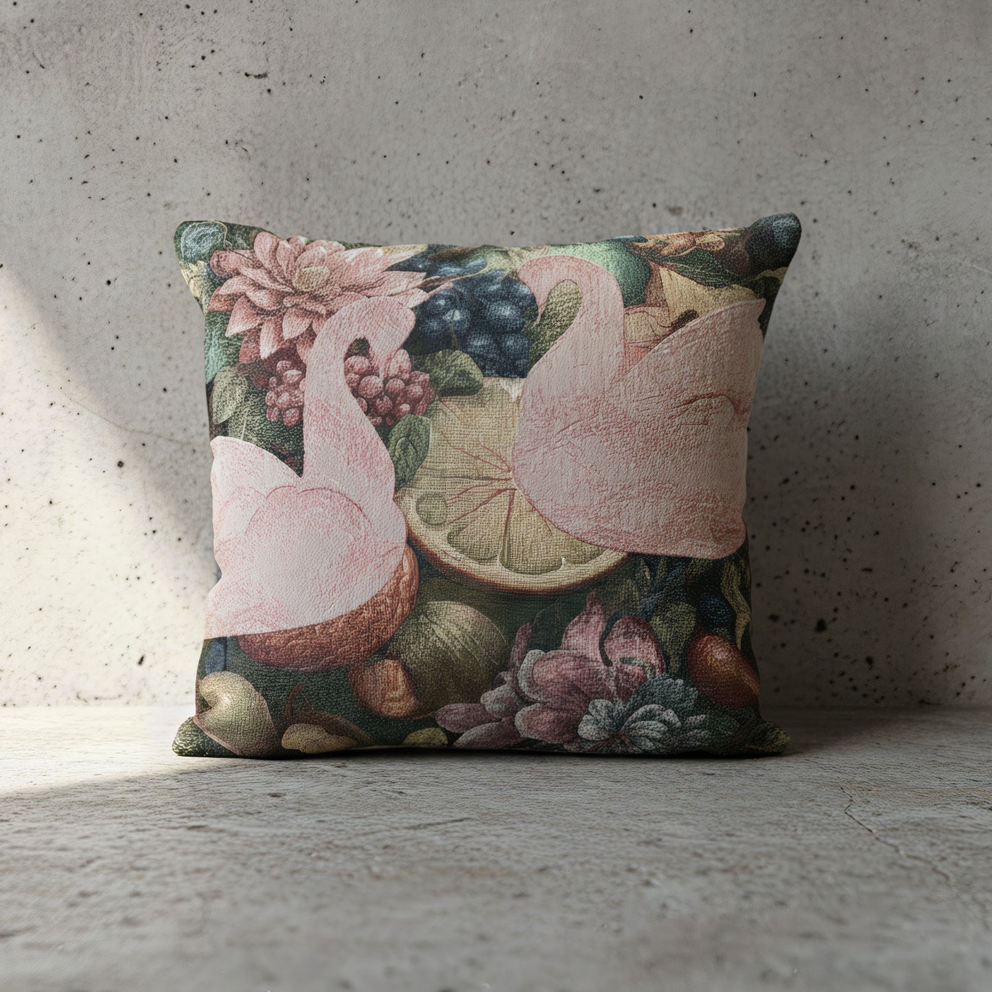 Soft Fruit and Floral Decorative Throw Pillow for Couch, 17" X 18"