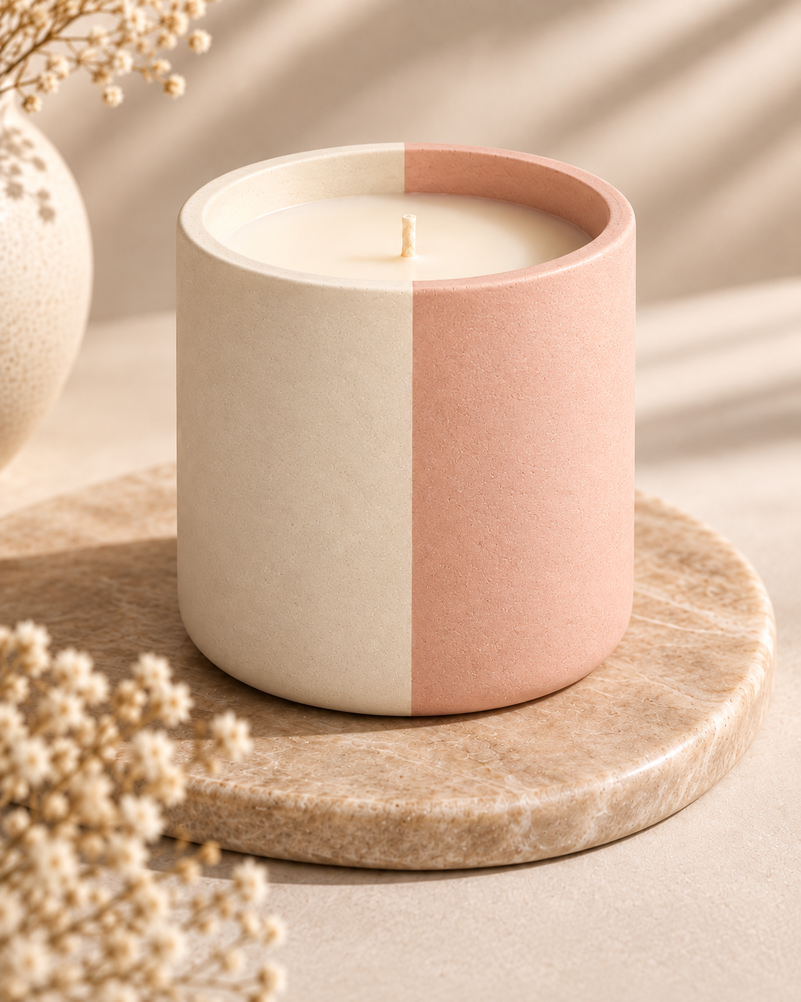 Peach X Pearl Two-Tone Stone Candle