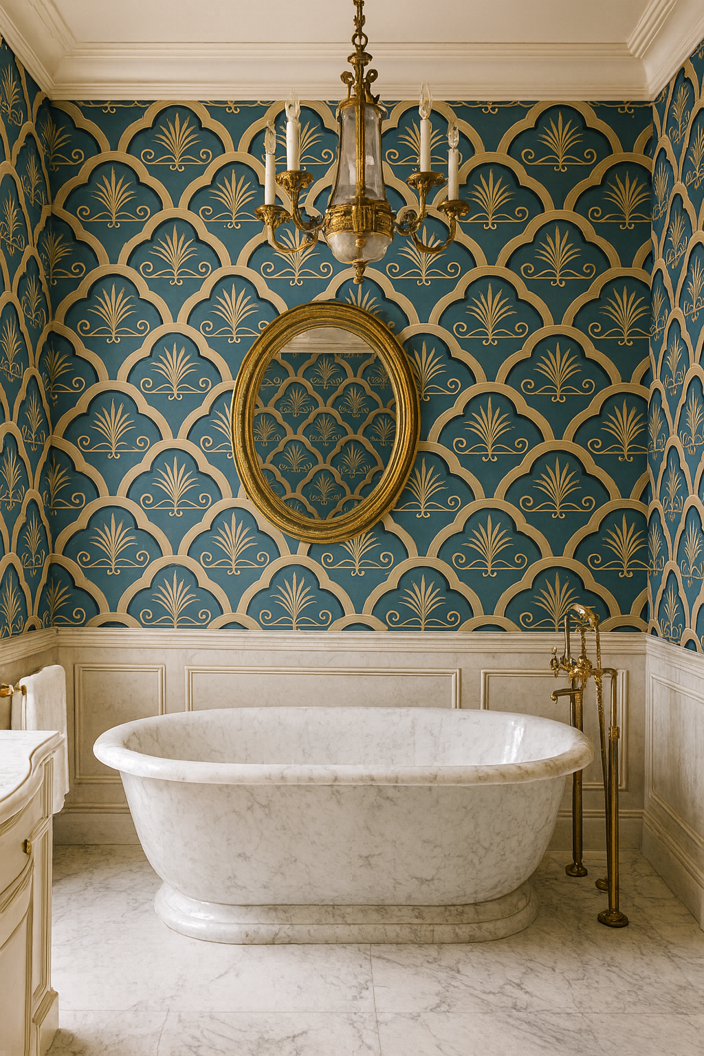 Palmette Scallop Wallpaper by Peach X Pearl  – Quiet Luxury Coastal & Boutique Interior Design